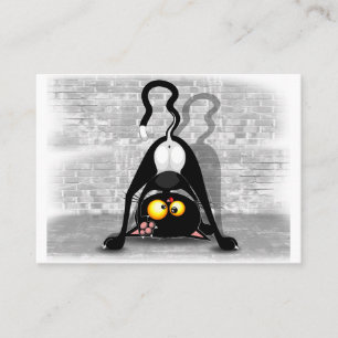 Carte De Visite Cat Upside Down Funny Cartoon Character