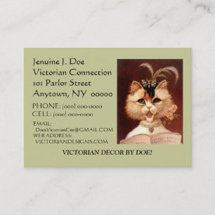 CARTE DE VISITE CAT VICTORIEN INCRUSTÉ DE BIJOUX CALLING/CONTACT