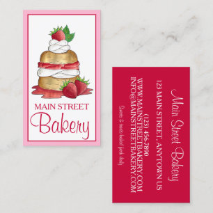 Carte De Visite Câteau de pâtisserie aux fraises Dessert Fraises