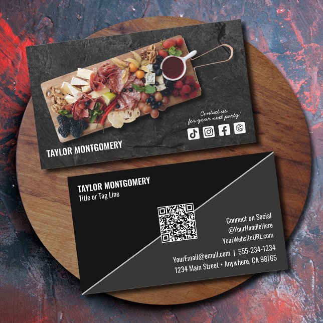 Carte De Visite Catering Social Media QR Code (Catering Social Media QR Code Business Card)