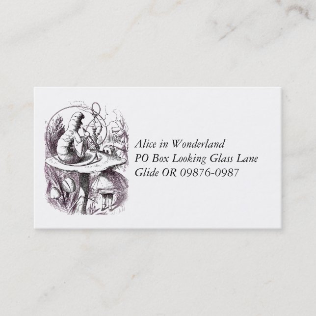 Carte De Visite Caterpillar Smoking Hookah et Alice (Devant)