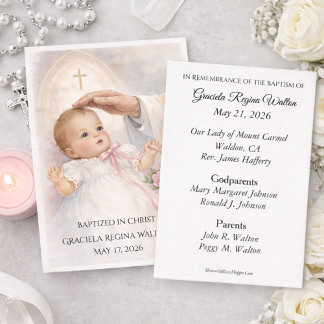 Carte De Visite Catholic Baby Girl Baptismal Remembrance Holy Card
