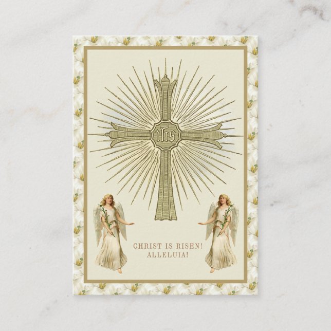 Carte De Visite Catholique Jésus Eucharistie Anges Prière Pâques (Devant)