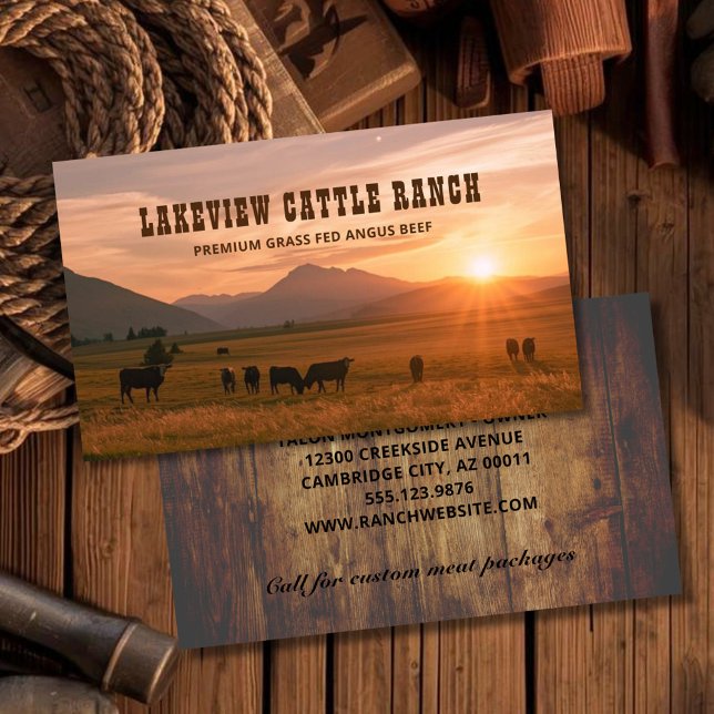 Carte De Visite Cattle Farming Beef Ranch Farm Business Card (Créateur téléchargé)