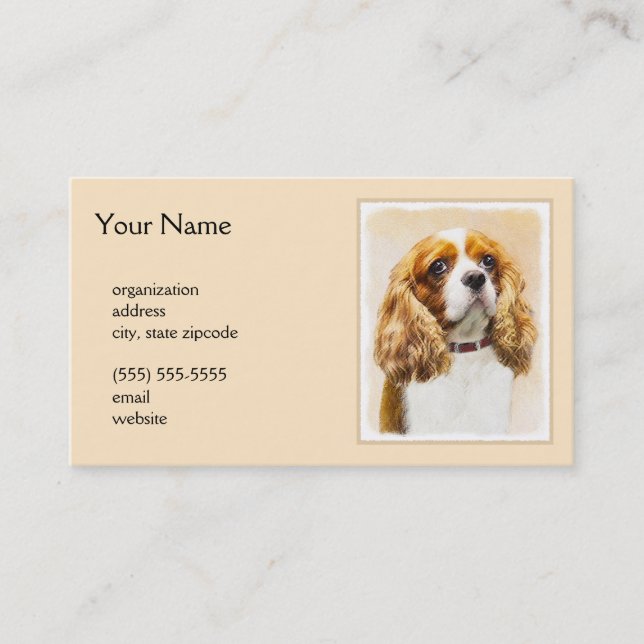Carte De Visite Cavalier King Charles Spaniel Peinture originale (Devant)