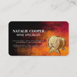 Carte De Visite Cave à vin Tonneau de vin vintage