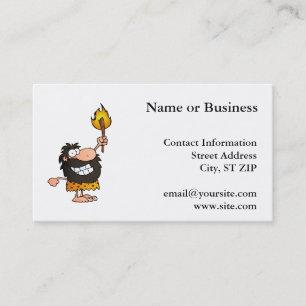 Carte De Visite Caveman avec barbecue Torch