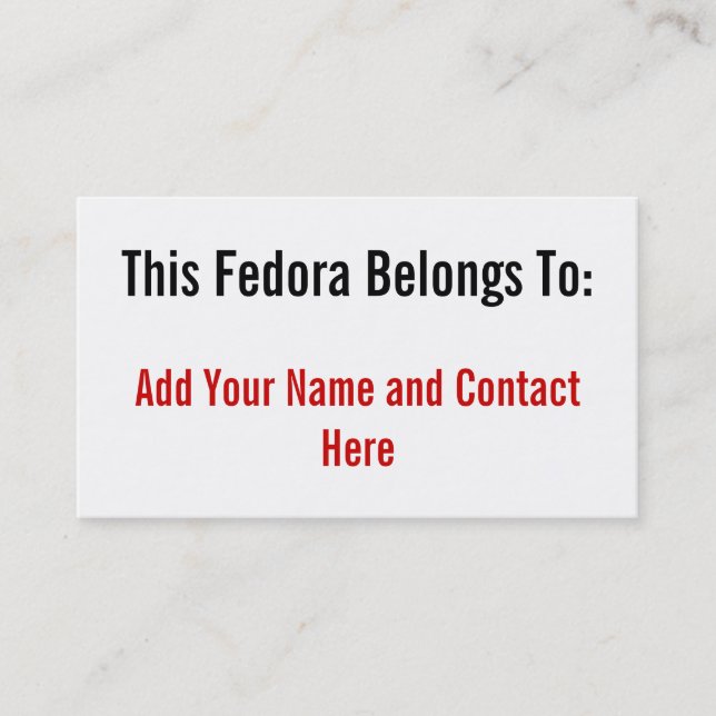 Carte De Visite Ce Fedora appartient à (Devant)