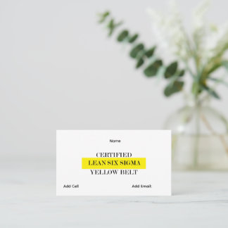 Carte De Visite Ceinture jaune Lean Six Sigma personnalisable