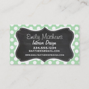 Carte De Visite Celadon Green Pois ; Chalkboard look