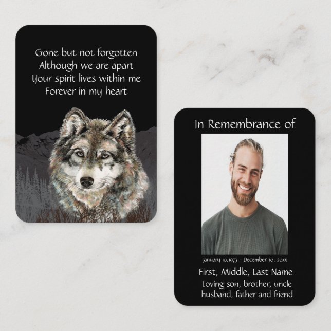 Carte De Visite Célébration de la vie commémoration Wolf (Devant / Derrière)