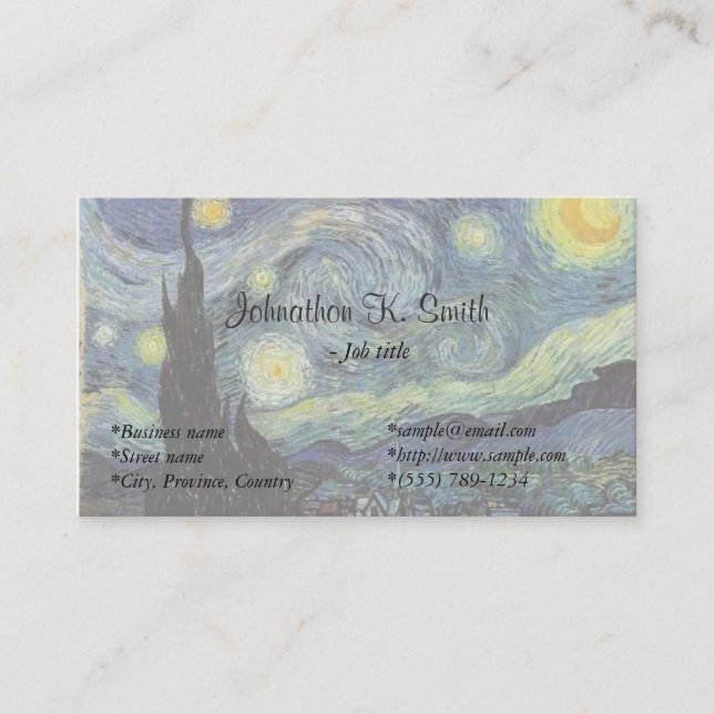 Carte De Visite Célèbre art Starry Night (Devant)