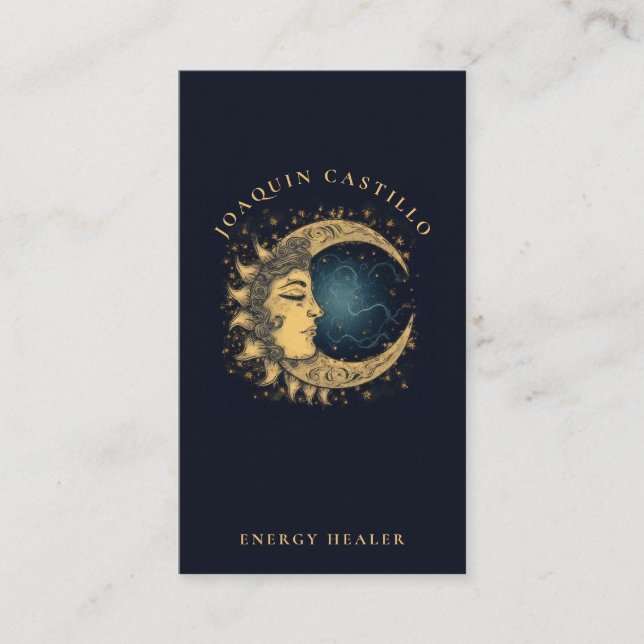 Carte de visite céleste Gold Black Elegant (Devant)