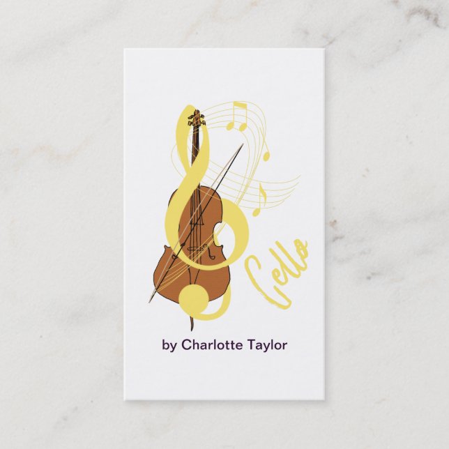 Carte De Visite Cello Graphic Musicien Thème de musique (Devant)