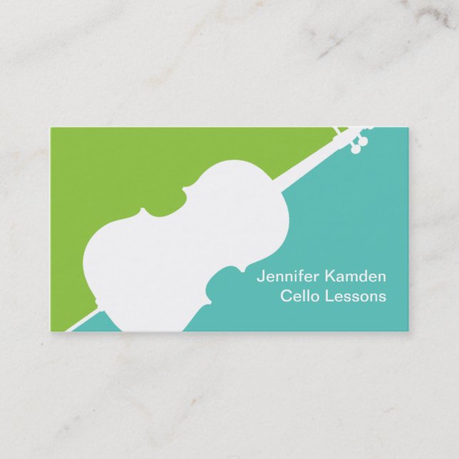 Carte De Visite Cello Music Professeur Joueur Cellist Musicien (Devant)