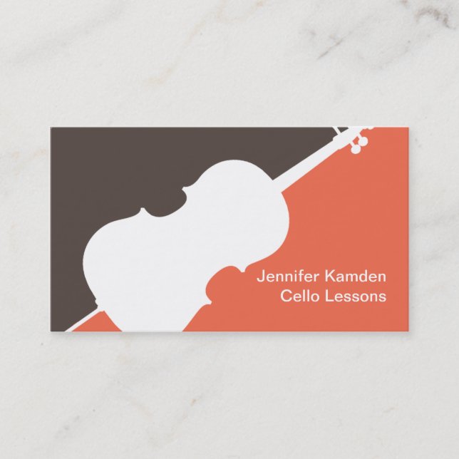 Carte De Visite Cello Player Cellist Teacher Music Studio Musicien (Devant)