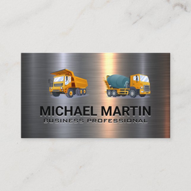 Carte De Visite Cement and Dump Truck | Construction Vehicles (Devant)