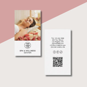 Carte De Visite Centre de bien-être Spa Logo personnalisé Photo QR