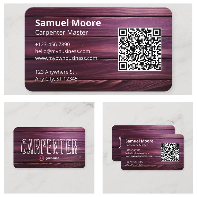 Carte De Visite Centre de données de l'entreprise - Code QR (Business Info QR Code Carpenter Business Card
)