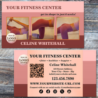 Carte De Visite Centre de Fitness Photo Rose Professionnel