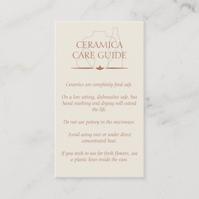 Carte De Visite Céramique ivoire Beige Poterie Argile Instructions (Devant)