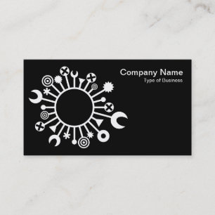 Carte De Visite Cercle polyvalent - blanc sur noir