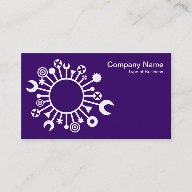 Carte De Visite Cercle polyvalent - Blanc sur violet profond (Devant)
