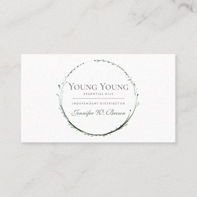 Carte De Visite Cercle Vert cadre Essential Oils flower (Devant)