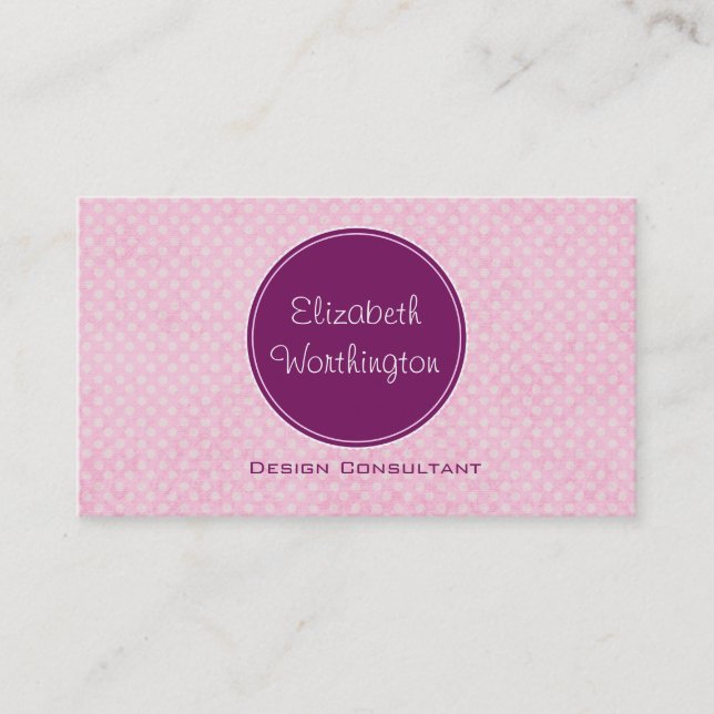 Carte De Visite Cercle violet sur Pois roses (Devant)