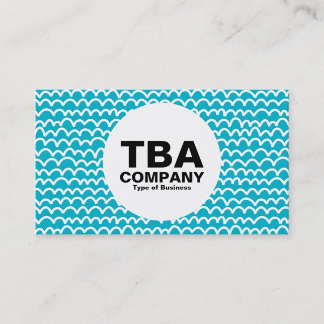 Carte De Visite Cercle - Wavy - Blanc sur Aqua Blue 00b2ca (Devant)