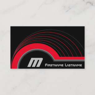 Carte De Visite Cercles Abstraits gris rouge nuances élégant noir