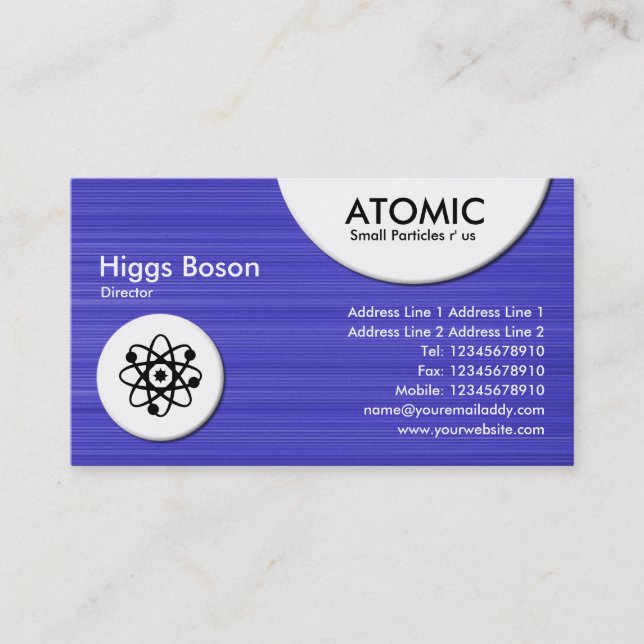 Carte De Visite Cercles atomiques - Texture brodée bleue (Devant)