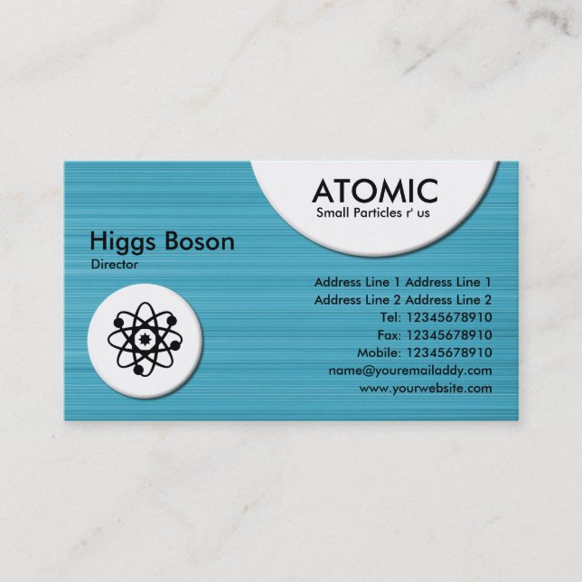 Carte De Visite Cercles atomiques - Texture brossée bleu clair (Devant)