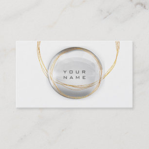 Carte De Visite Cercles blancs de boule en verre d'or de