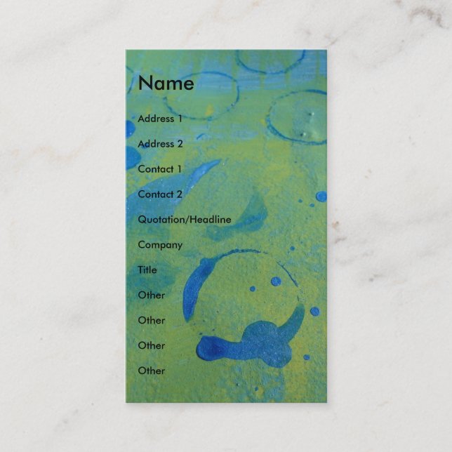 Carte De Visite Cercles bleus Abstraits sur vert (Devant)