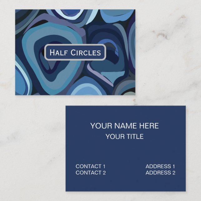 Carte De Visite Cercles demi-bleus géométriques Abstraits (Devant / Derrière)
