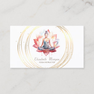Carte De Visite Cercles d'or élégant moderne Yoga Girl Lotus