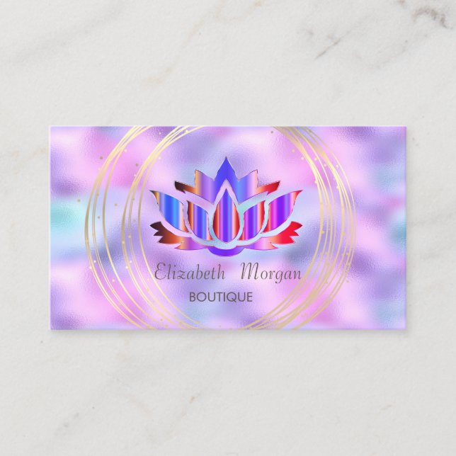 Carte De Visite Cercles d'or professionnels Lotus Holographique (Devant)