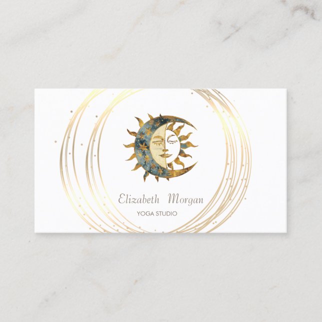 Carte De Visite Cercles d'or Sun de lune professionnelle (Devant)