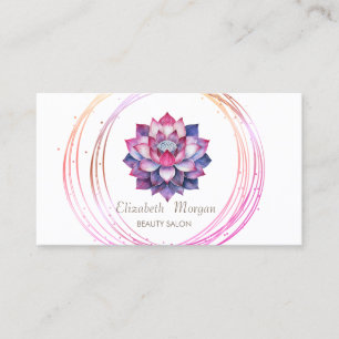 Carte De Visite Cercles dorés chic pierres violettes lotus zen