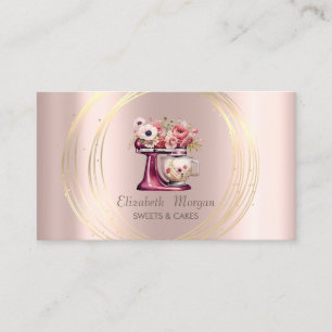 Carte De Visite Cercles Dorés Pailletés Rouge Mélange Fleurs Or Ro