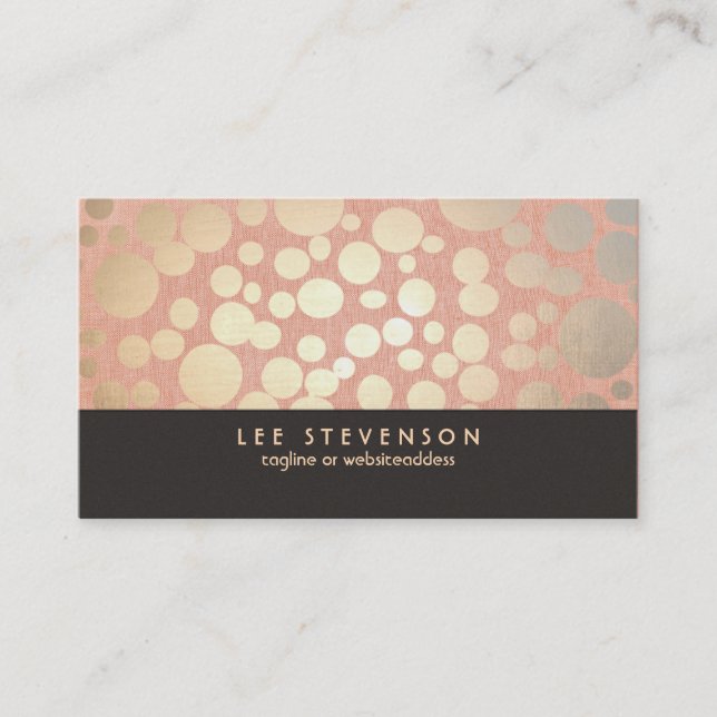 Carte De Visite Cercles Feuille d'or Maquillage Artiste Peach Line (Devant)