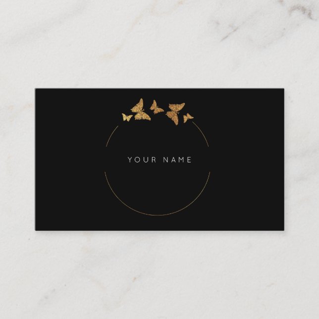 Carte De Visite Cercles papillon Golden Foil Black Vip (Devant)