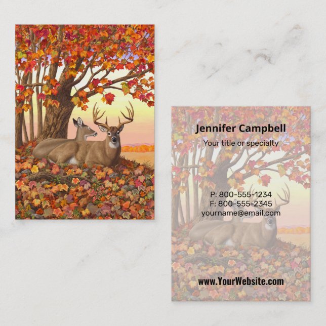 Carte De Visite Cerf blanc en automne Nouvelle-Angleterre Couleurs (Devant / Derrière)