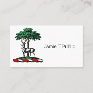 Carte De Visite Cerf Daim devant un Arbre Emblème de Blason Crête