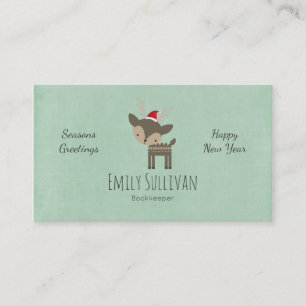 Carte De Visite Cerf De Noël Dans Un Hipster Rétro Du Chapeau Roug