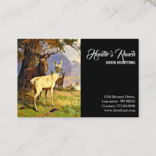 Carte De Visite Cerf Rouge Et Blanc Près D'Un Étang De Forêt