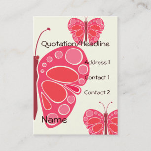 Carte De Visite Cerise rose 60s papillon