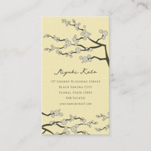 Carte De Visite Cerisiers Sakura Blanc Fleurs de Cerisier Élégante