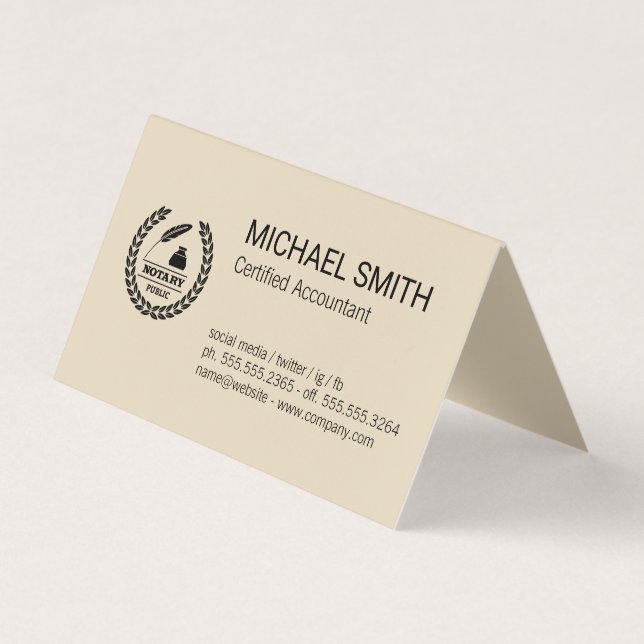 Carte De Visite Certificat | Logo du notaire public (Devant)